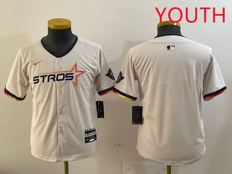 Youth Houston Astros Blank Cream three generations Joint Name 2025 Nike MLB Jersey style 414
